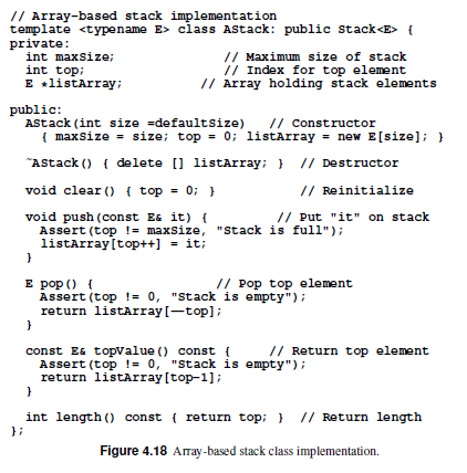 Solved 4. Modify the A Stack class from the textbook to | Chegg.com