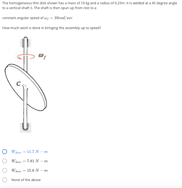 Solved The homogeneous thin disk shown has a mass of 10 kg | Chegg.com