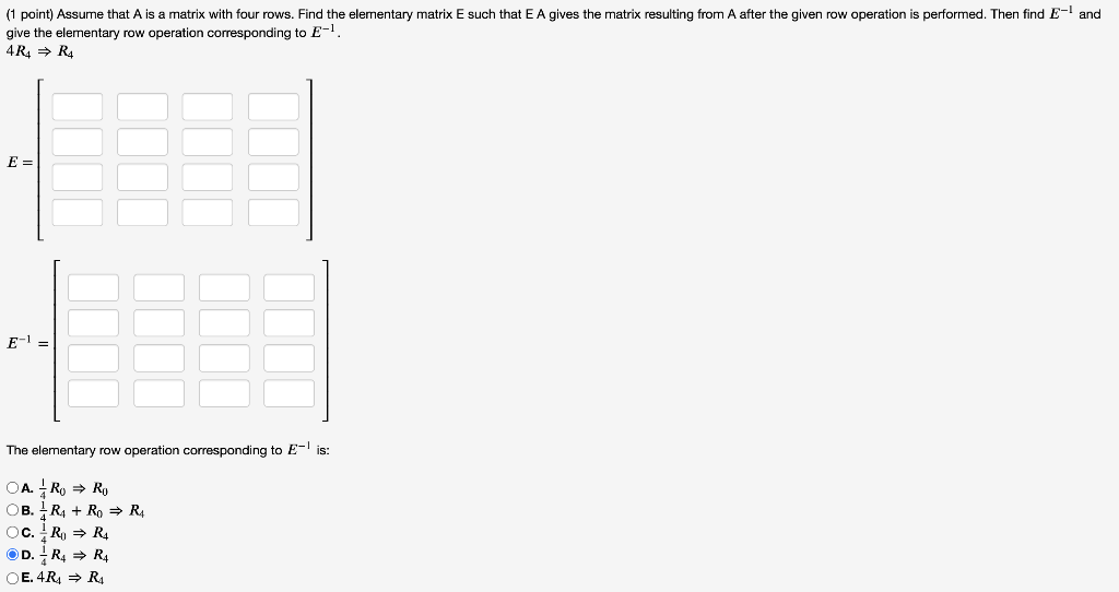Solved (1 point) Assume that A is a matrix with four rows. | Chegg.com