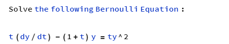 Solved Solve the following Bernoulli Equation : | Chegg.com