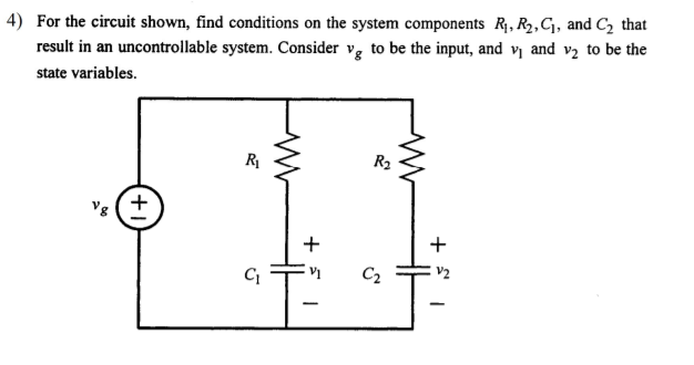 Solved 4) For the circuit shown, find conditions on the | Chegg.com