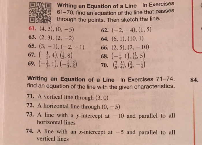 Solved Writing an Equation of a Line In Exercises 61-70, | Chegg.com