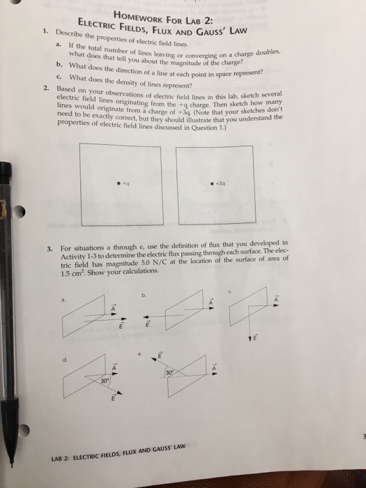 Solved HoMEWORK FOR LAB 2: ELECTRIC FIELDS, FLUx AND GAUSS | Chegg.com