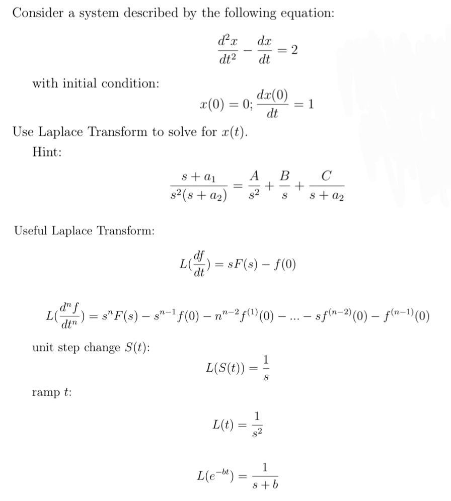 Solved Consider a system described by the following | Chegg.com