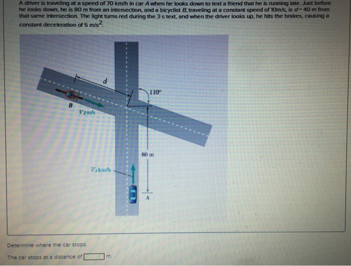 Solved A Driver Is Traveling At A Speed Of 70 Km/h In Car A | Chegg.com