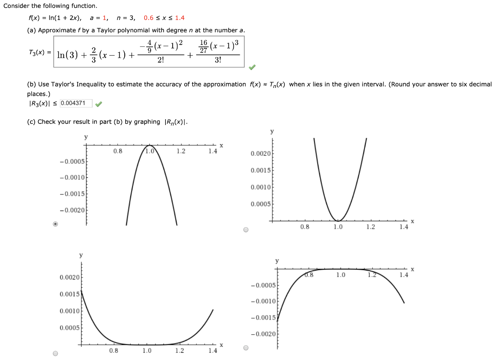 Solved Consider the following function. f(x) = In(1 + 2x), a | Chegg.com