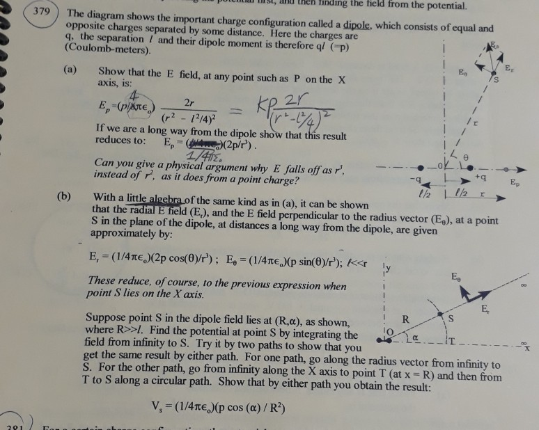 Solved lsl, anu theh linding the field from the potential. | Chegg.com