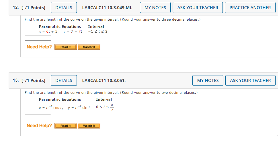 Solved Find The Arc Length Of The Curve On The Given