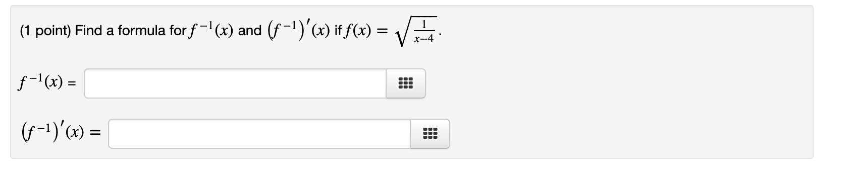 Solved (1 point) You can find the derivative of the inverse | Chegg.com