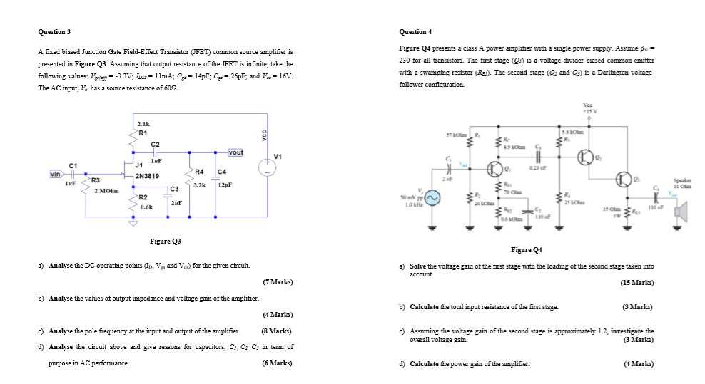 Solved Question 3 A fixed biased Junction Gate FieldEffect