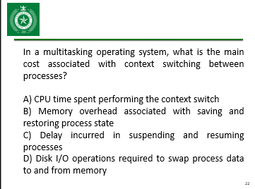 Solved In a multitasking operating system, what is the main | Chegg.com