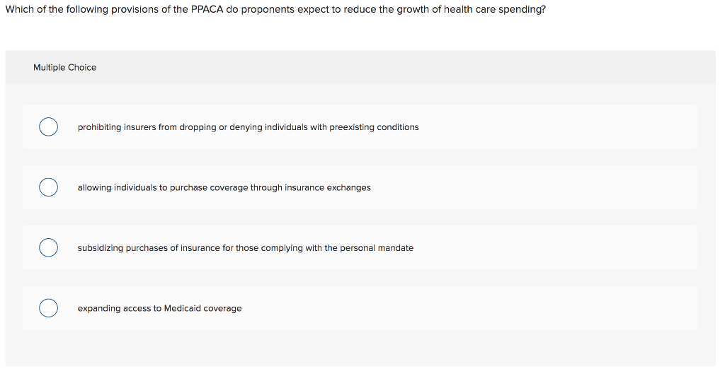 Solved Which Of The Following Provisions Of The PPACA Do