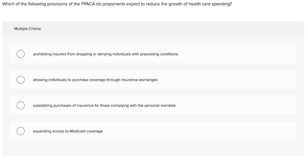 Solved Which of the following provisions of the PPACA do