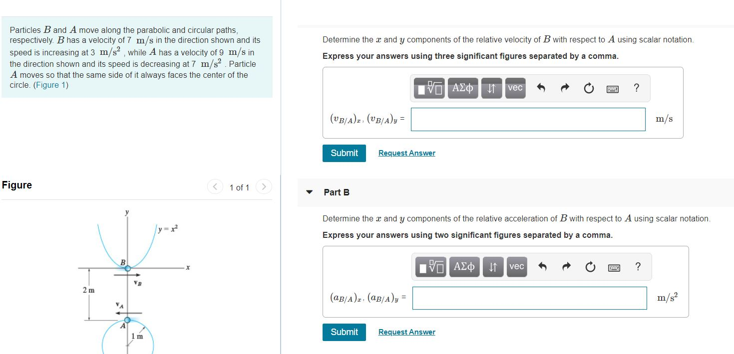 Solved Particles B And A Move Along The Parabolic And | Chegg.com