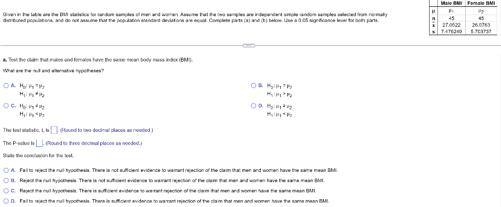 Solved Given in the table are the BNI statistics for random | Chegg.com