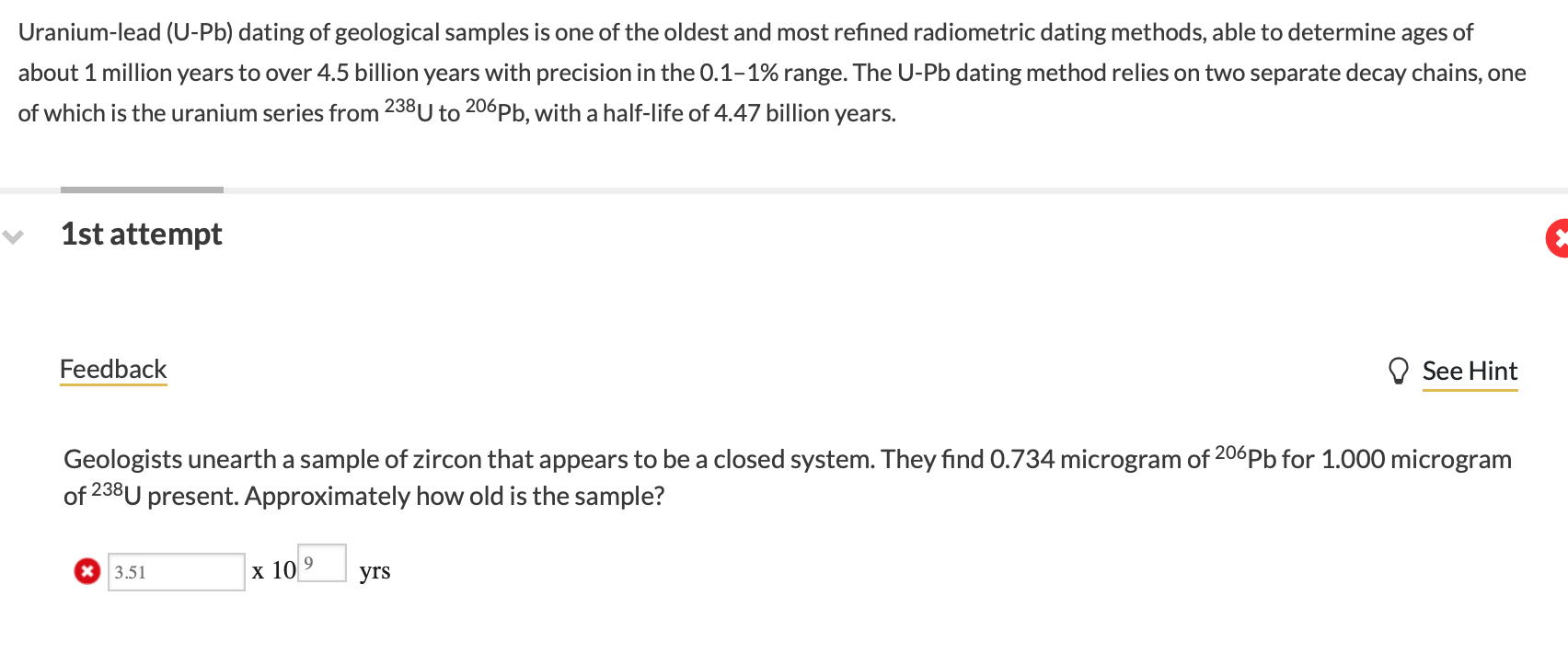 Solved Uraniumlead (UPb) dating of geological samples is