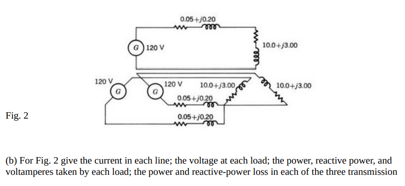 Solved Fig. 2 (b) For Fig. 2 give the current in each line; | Chegg.com