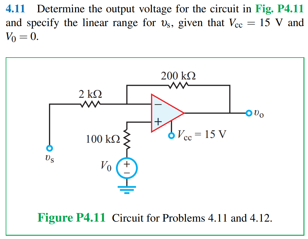 Solved 4.11 ﻿Determine the output voltage for the circuit in | Chegg.com