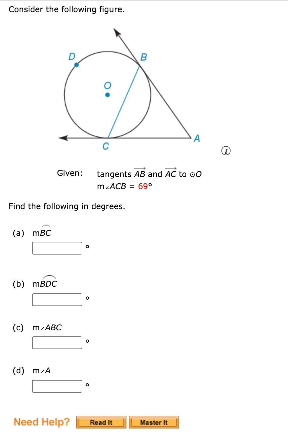 Solved Consider The Following Figure. B A Given: Tangents AB | Chegg.com