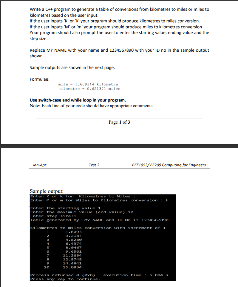 Solved Write a C++ program to generate a table of | Chegg.com