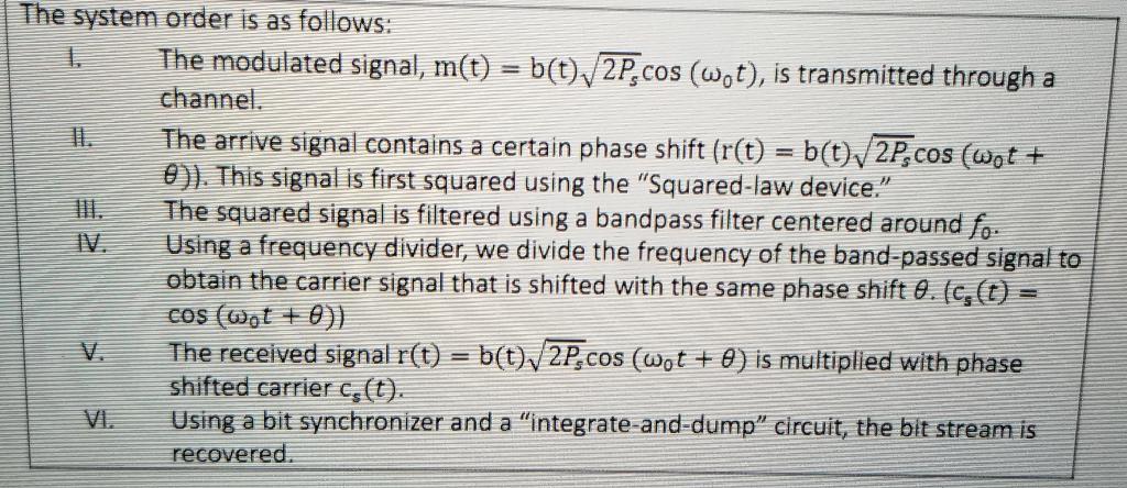 Solved 1. Figure below shows the block diagram of BPSK | Chegg.com