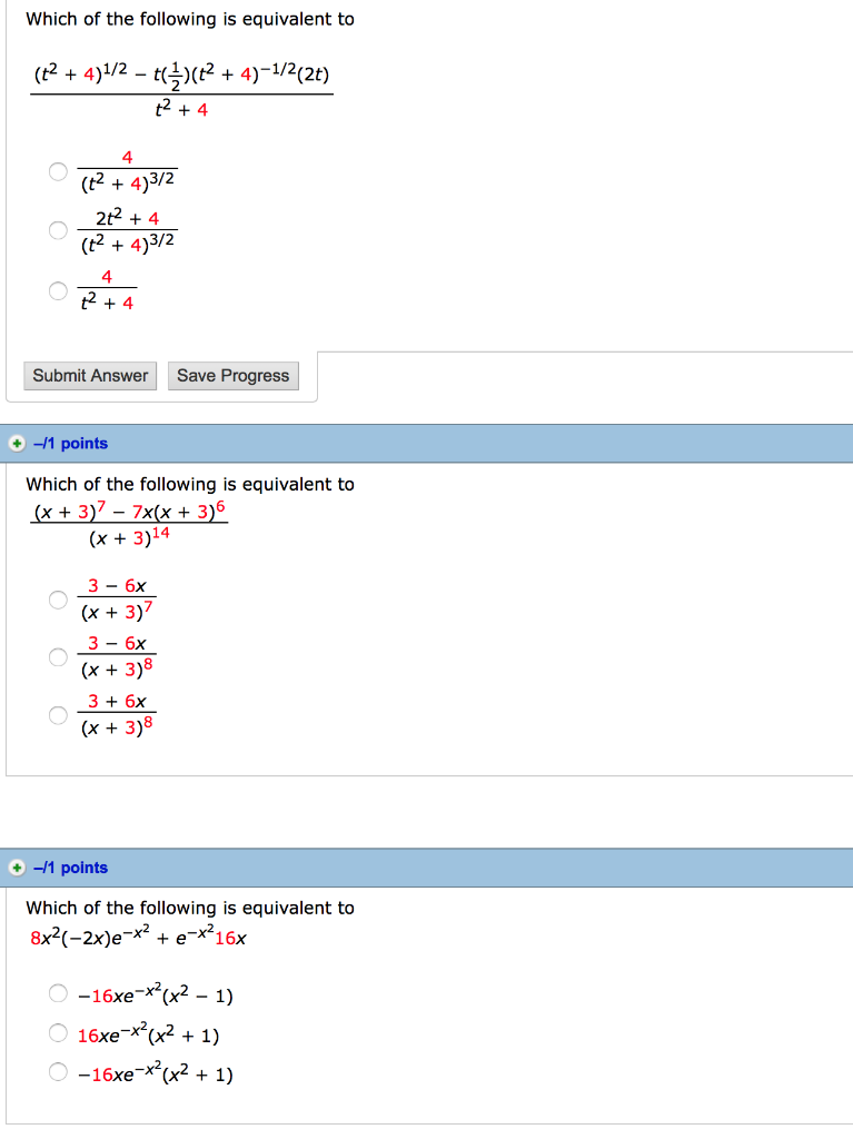 Solved Which Of The Following Is Equivalent To T2 4 1 2 Chegg Com