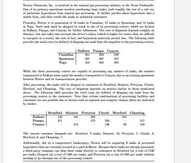 Solved Nortex has partnered with you to conduct an analysis | Chegg.com