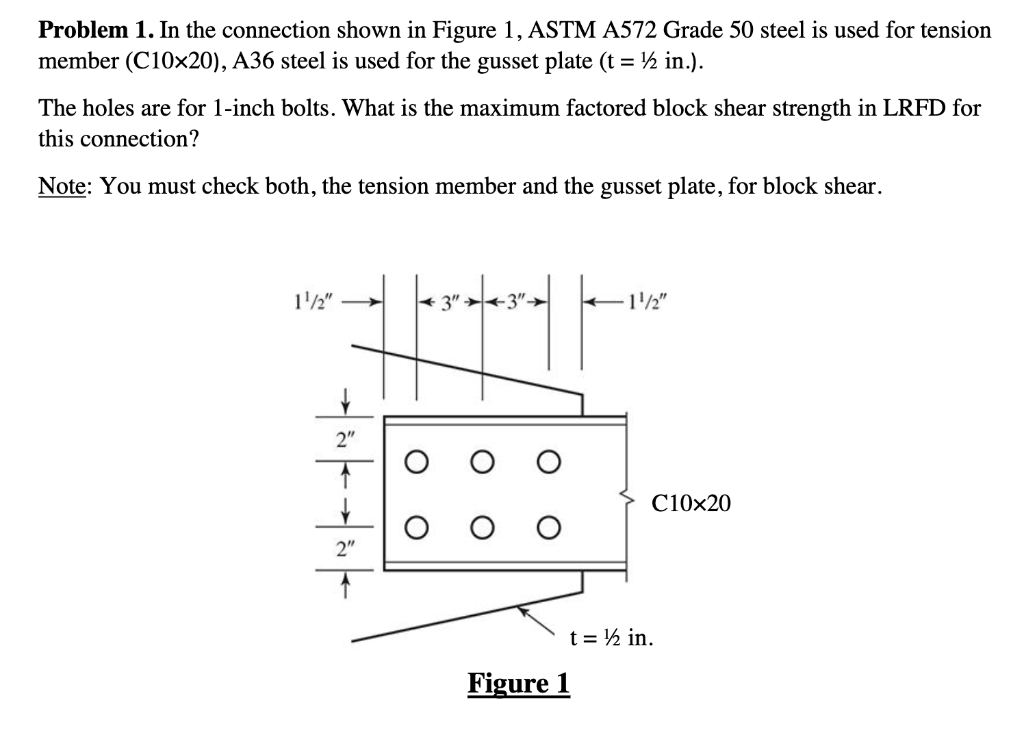 Solved Problem 1. In the connection shown in Figure 1, ASTM | Chegg.com