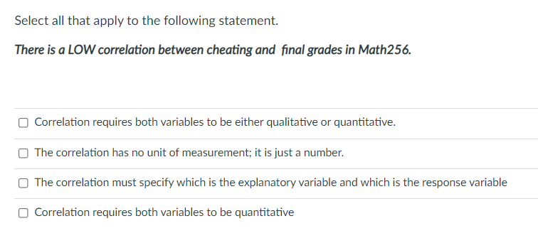 Solved Select all that apply to the following statement. | Chegg.com