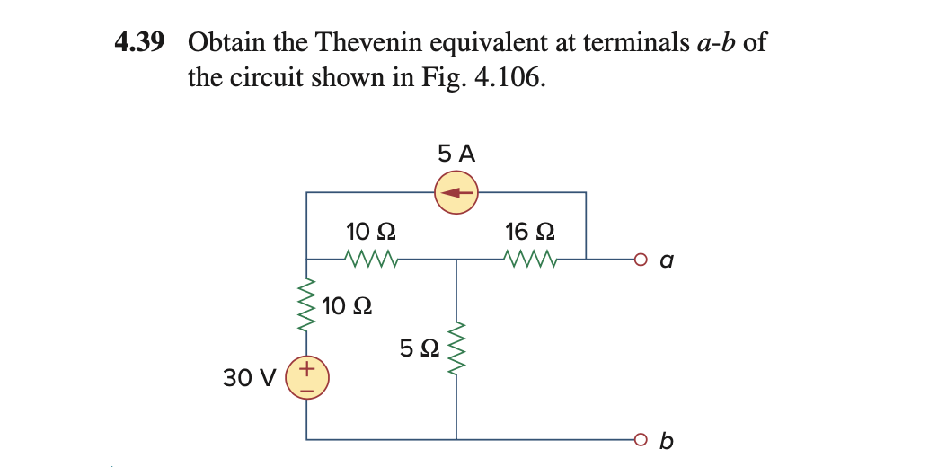 Solved 4.39 Obtain The Thevenin Equivalent At Terminals A-b | Chegg.com