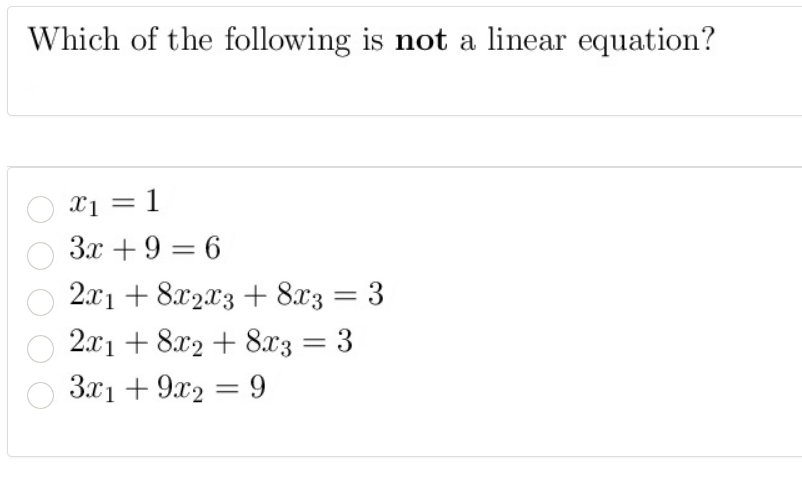 solved-which-of-the-following-is-not-a-linear-equation-chegg