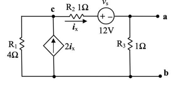 Solved Vs C R2 112 + a is 12V R1 412 2ix R3 3 112 b | Chegg.com