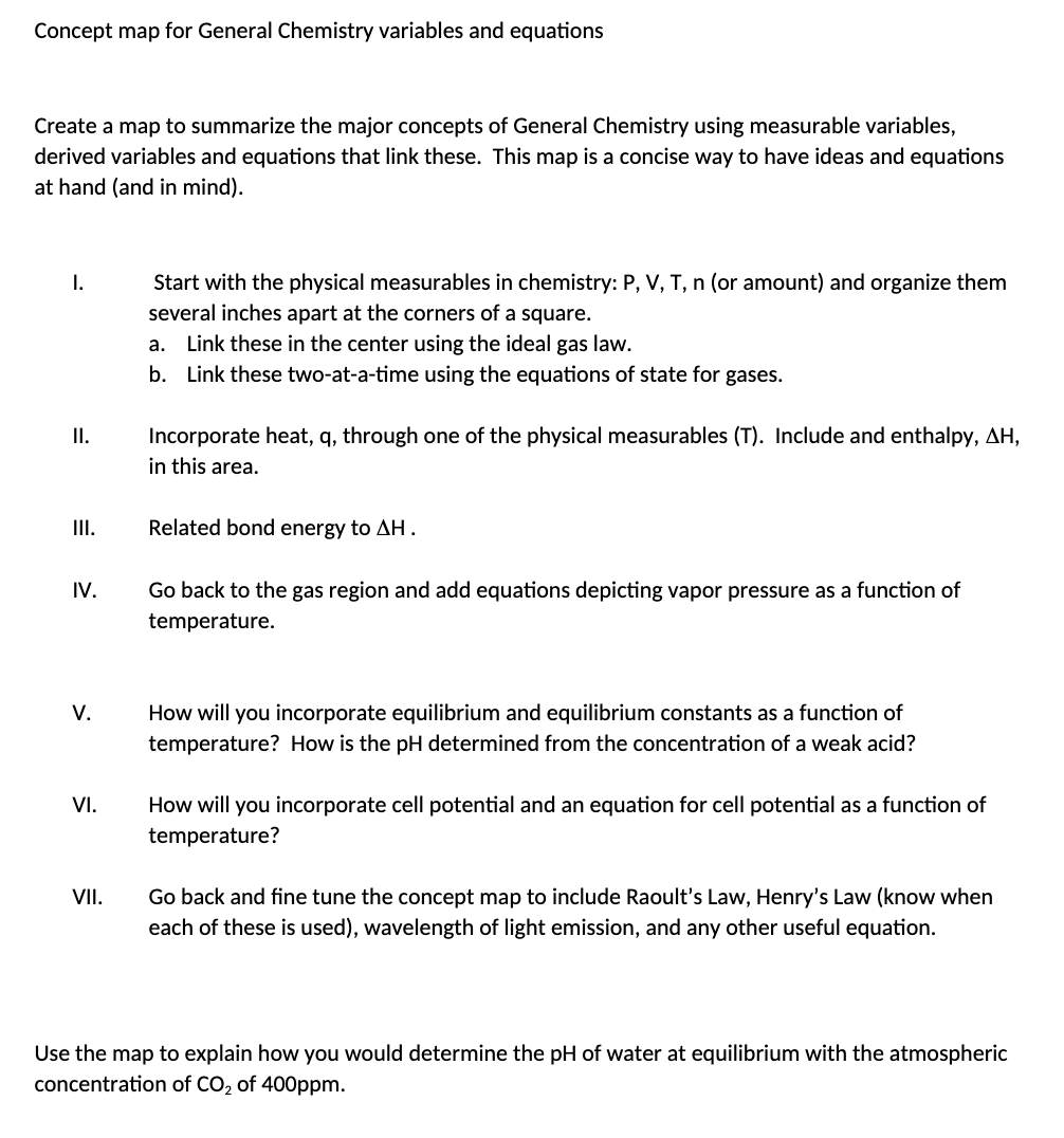 Solved Concept map for General Chemistry variables and | Chegg.com