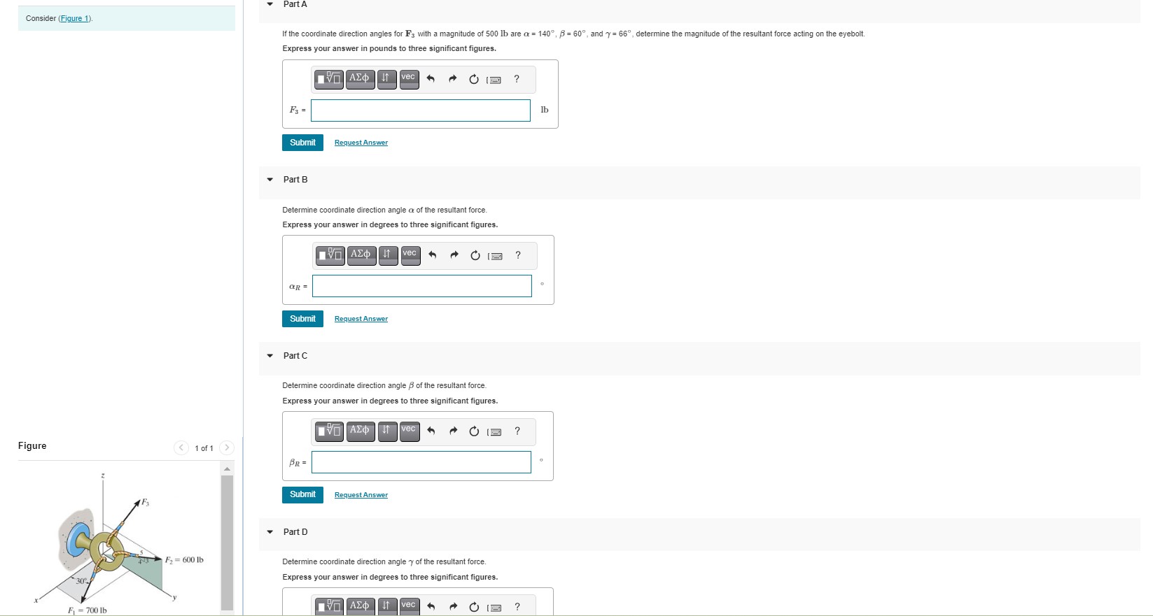Solved If the coordinate direction angles for F3 with a | Chegg.com