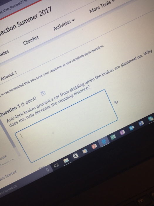 Solved Antilock brakes prevent a car from skidding when the