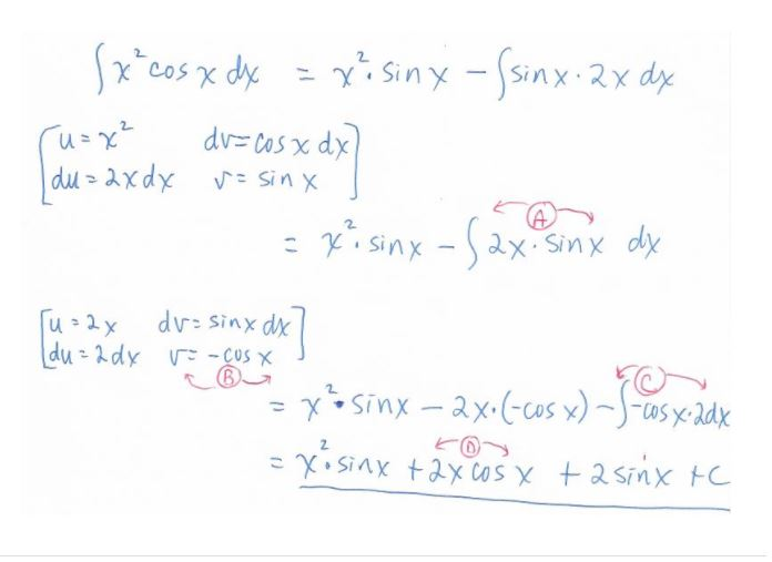 Solved Sx cos x dx = xi sinx-(sinx: 2x dx u=x² dr=cos x dx) | Chegg.com