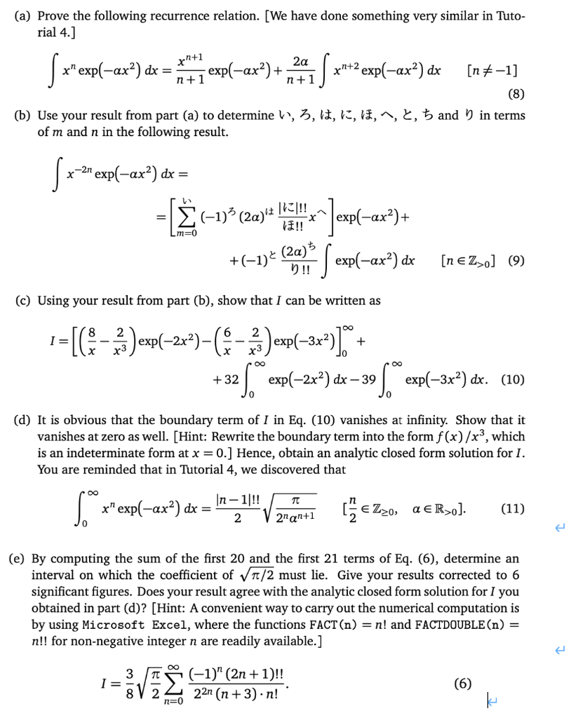 Solved (a) Prove the following recurrence relation. We have | Chegg.com