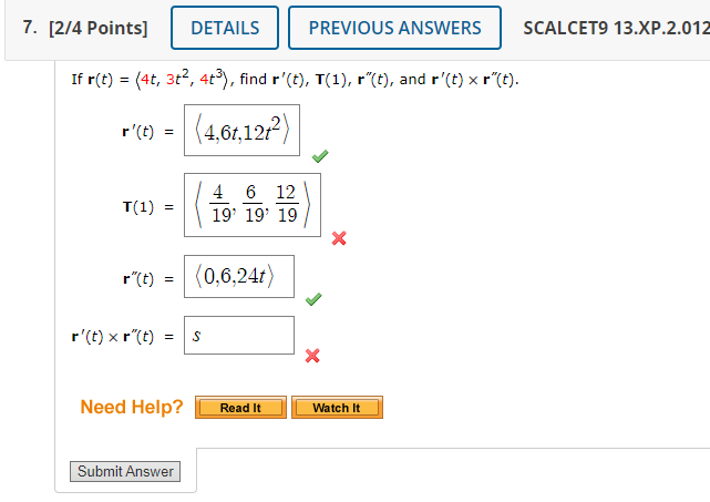 Solved If R T 4t 3t2 4t3 Find R′ T T 1 R′′ T And