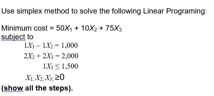 Solved Use simplex method to solve the following Linear | Chegg.com