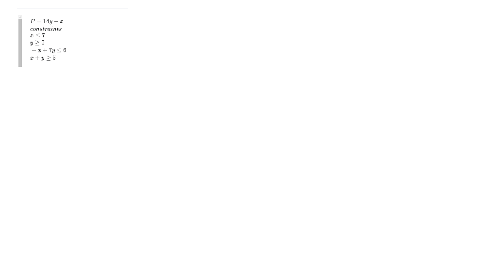 Solved P−14y−x constravits x