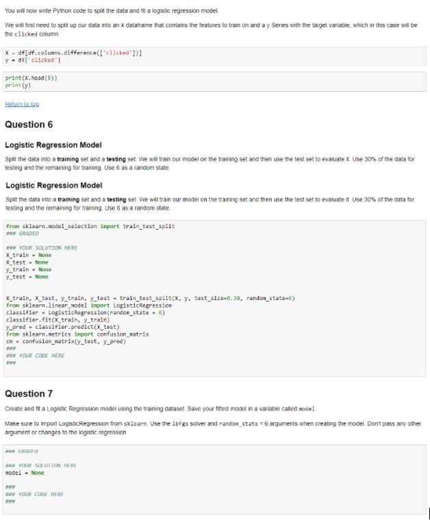 You will now write Python code to split the data and | Chegg.com