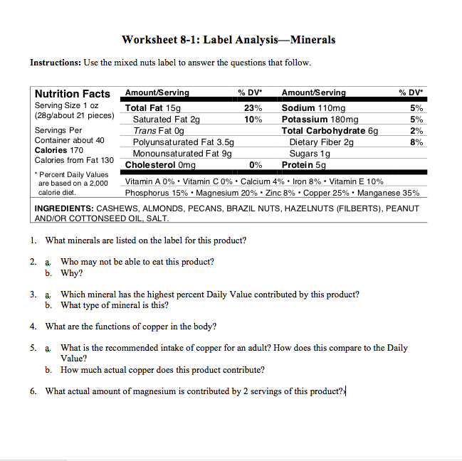 32 Nutrition Label Analysis Worksheet - Labels Design Ideas 2020