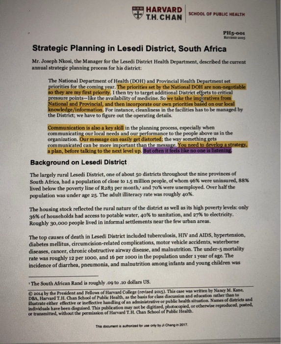 strategic planning in lesedi district south africa case study