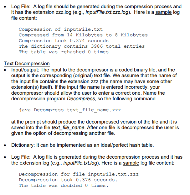 Solved Text Compression/Decompression In this project, we | Chegg.com