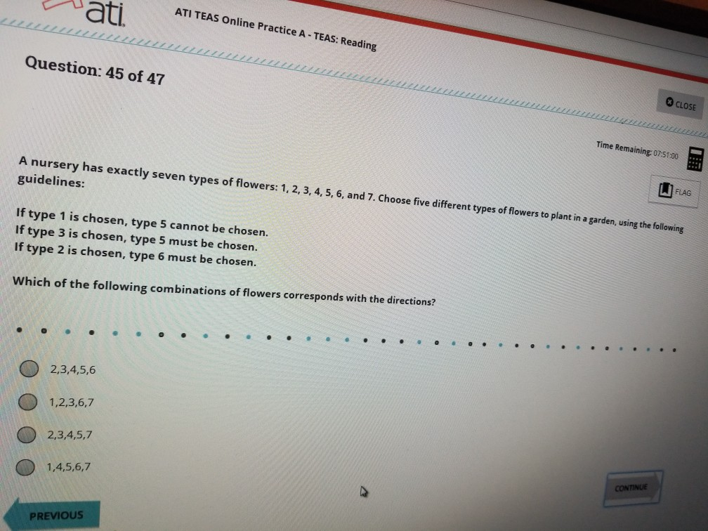 Solved: Mati. ATI TEAS Online Practice A - TEAS: Reading C... | Chegg.com