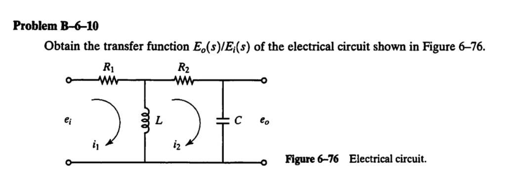 Solved Problem B-6-10 Obtain The Transfer Function Eo | Chegg.com