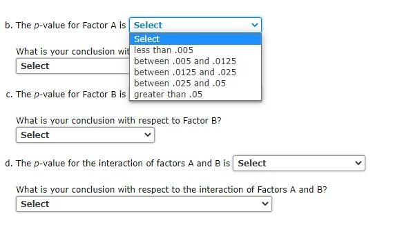 Solved A Factorial Experiment Was Designed To Test For Any | Chegg.com