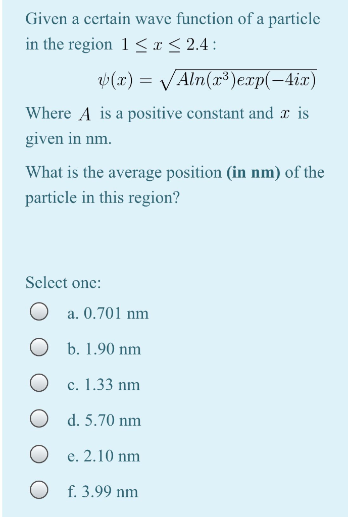 Solved Given a certain wave function of a particle in the | Chegg.com
