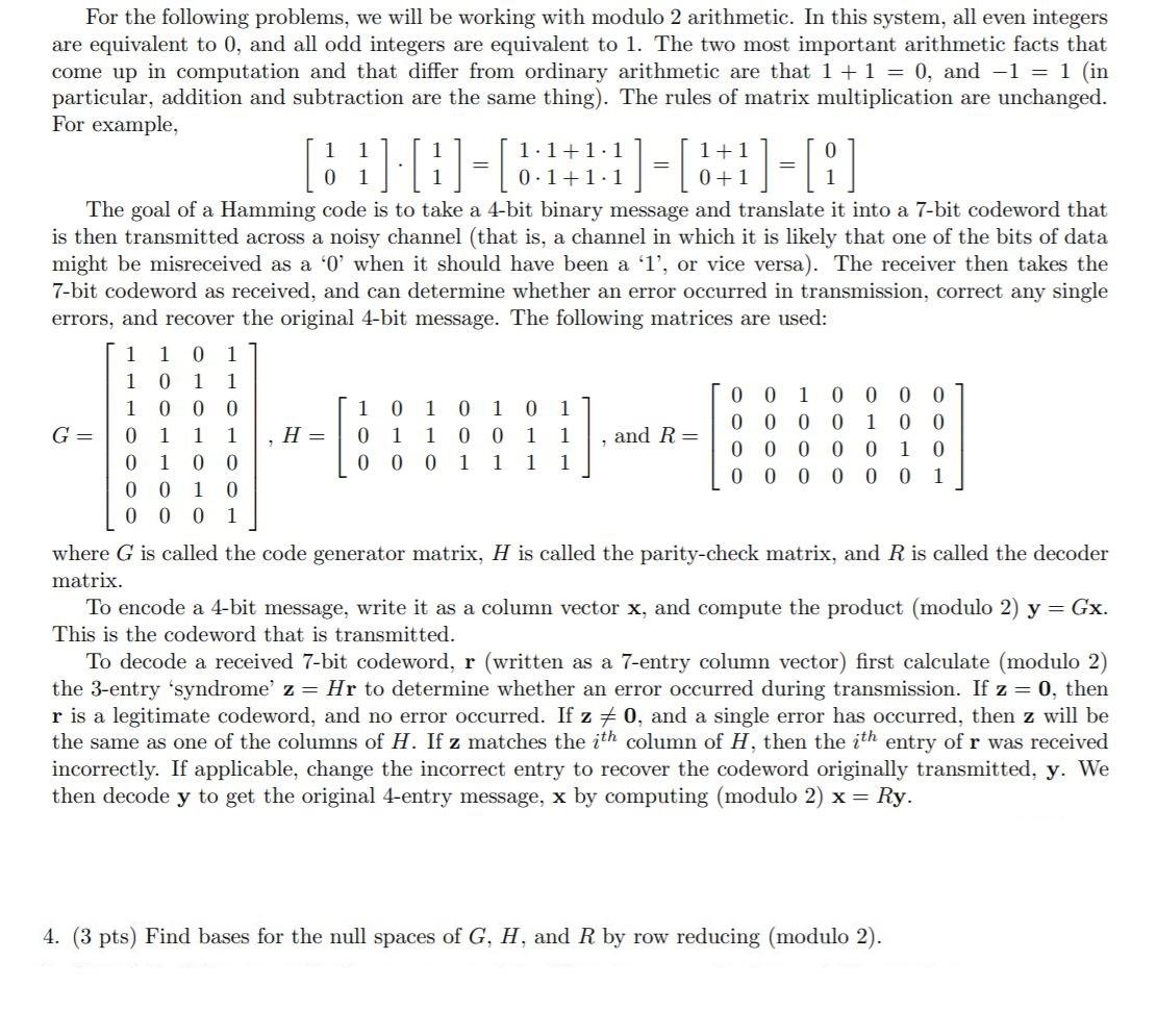 Solved For the following problems, we will be working with | Chegg.com