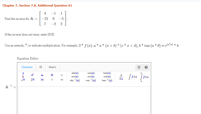 Solved Chapter 7, Section 7.8, Additional Question 01 4 -21 | Chegg.com